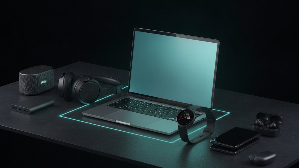 Selection de produits tech sur fond sombre